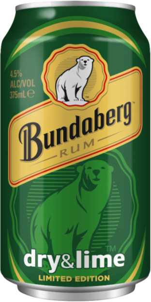 Bundaberg Rum Dry & Lime 4.5% Can 1X375ML