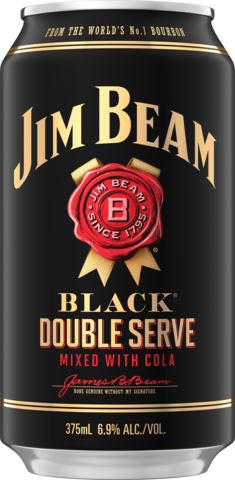 Jim Beam Black Double Serve Bourbon & Cola 6.9% Can 6X375ML