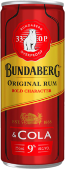 null Bundaberg Rum 33OP & Cola 9% Can 24X250ML