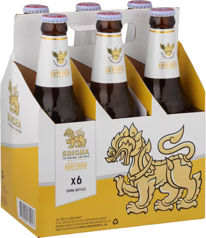 Singha Beer Bottle 6X330ML