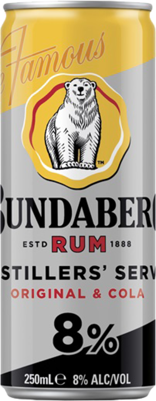Bundaberg Rum Cola 8% Can 24X250ML