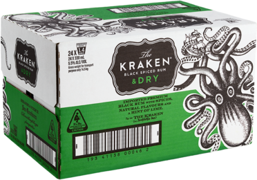 The Kraken Black Spiced Rum & Dry Bottle 24X330ML