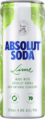 Absolut Vodka Soda & Lime Can 4X250ML