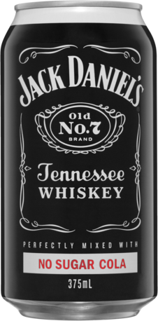 null Jack Daniels Tennessee Whiskey & No Sugar Cola Can 4X375ML