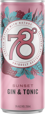 Adelaide Hills Distillery 78 Degrees Sunset Gin & Tonic Can 4X250ML