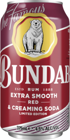 Bundy 4.5% Red & Creaming Soda Can 24X375ML