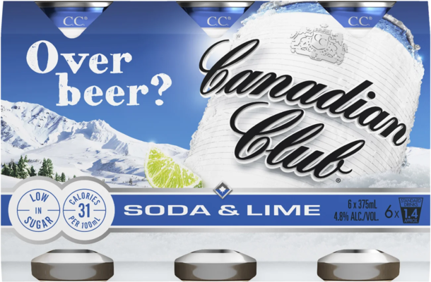 Canadian Club Soda & Lime 4.8% Can 6X375ML