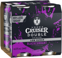 Vodka Cruiser Double Low Sugar Blackcurrant 6.8% Can 4X375ML