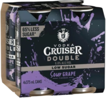 Vodka Cruiser Double Low Sugar Sour Grape 6.8% Can 4X375ML