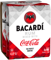 Bacardi & Coca Cola 4.8% Can 4X330ML