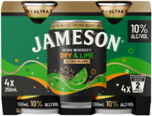 Jameson Ultra Dry & Lime 10% Can 4X250ML
