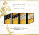 Johnnie Walker Black Label Double Black Gold Label Reserve Aged 18 Year Old Blended Scotch Whiskey Discover Gift Pack 4X50ML