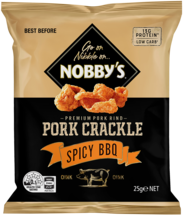 Nobbys Pork Crackle Spicy BBQ 25GM